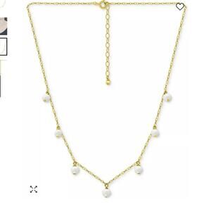 NWT Freshwater Pearl Dangle Collar Necklace 18K Gold over sterling silver NEW